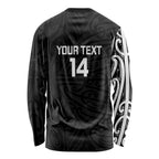 New Zealand Silver Fern Rugby Custom Long Sleeve Shirt Maori Koru Go Black Fern - Aussie Hoodie