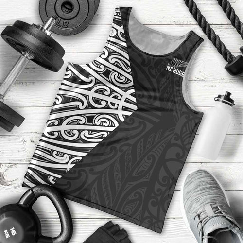 New Zealand Silver Fern Rugby Custom Men Tank Top Maori Koru Go Black Fern - Aussie Hoodie