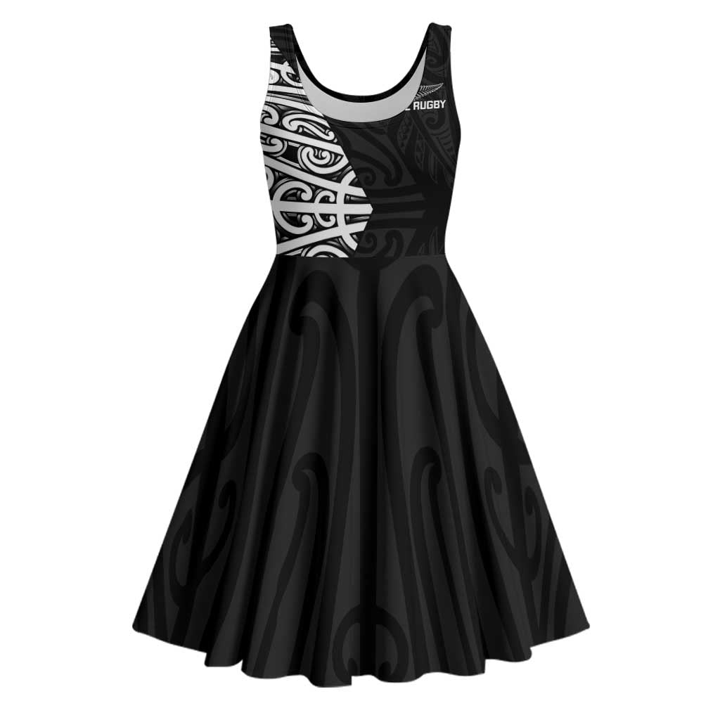 New Zealand Silver Fern Rugby Custom Midi Dress Maori Koru Go Black Fern - Aussie Hoodie