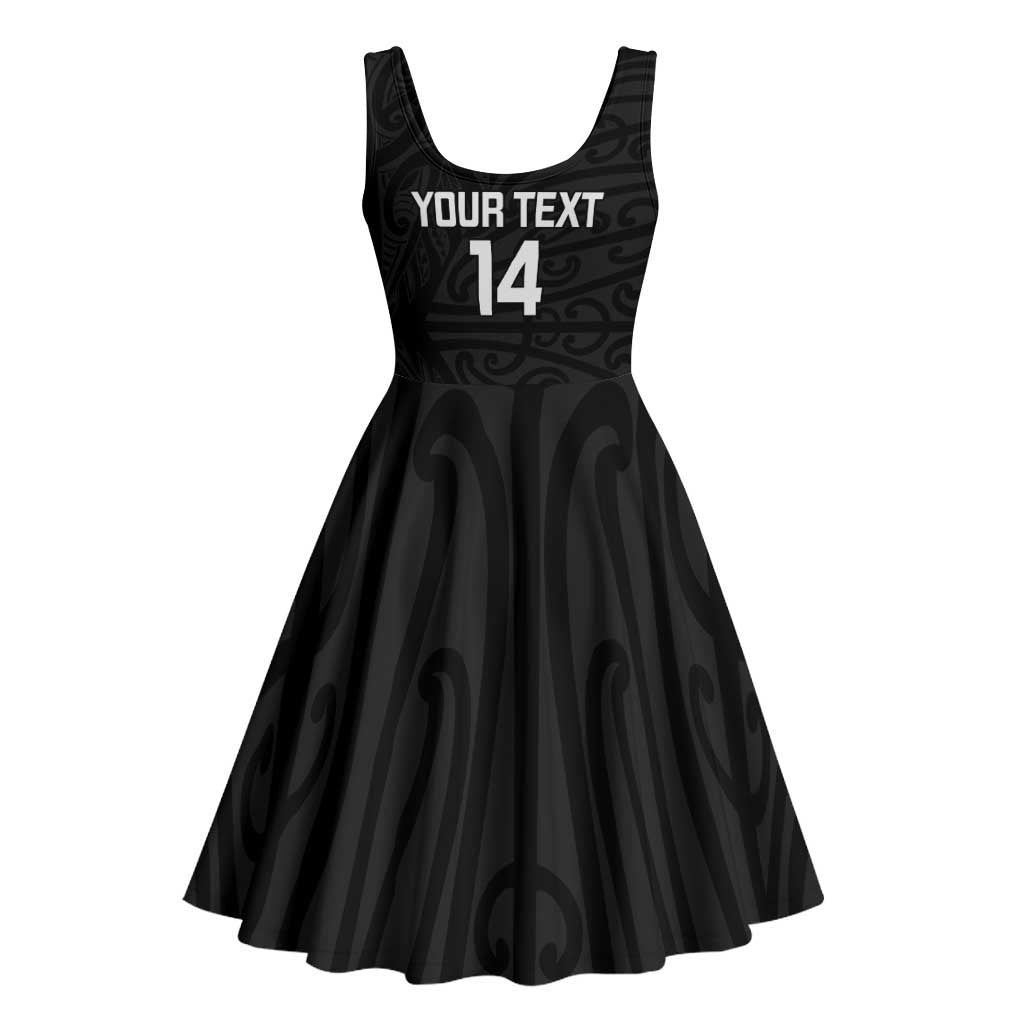 New Zealand Silver Fern Rugby Custom Midi Dress Maori Koru Go Black Fern - Aussie Hoodie