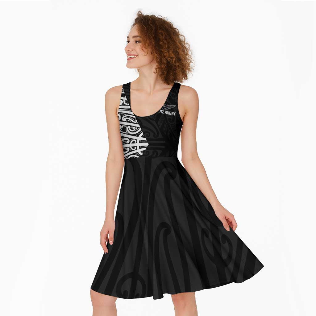 New Zealand Silver Fern Rugby Custom Midi Dress Maori Koru Go Black Fern - Aussie Hoodie