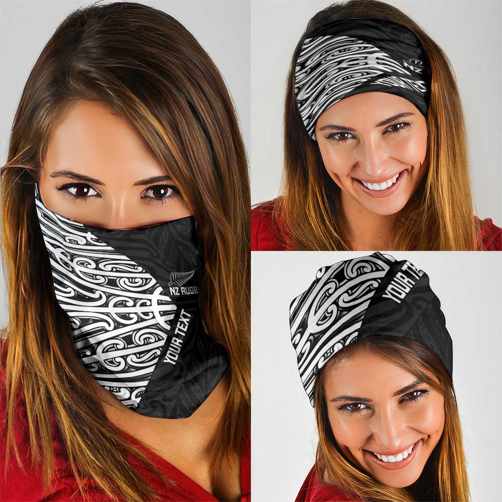 New Zealand Silver Fern Rugby Custom Neck Gaiter Maori Koru Go Black Fern LT14
