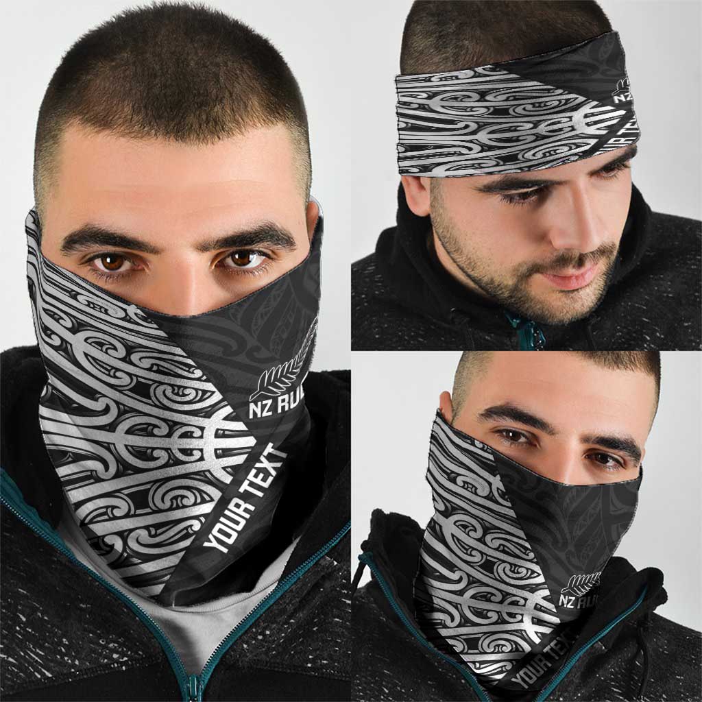 New Zealand Silver Fern Rugby Custom Neck Gaiter Maori Koru Go Black Fern LT14