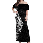 New Zealand Silver Fern Rugby Custom Off Shoulder Maxi Dress Maori Koru Go Black Fern - Aussie Hoodie