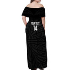 New Zealand Silver Fern Rugby Custom Off Shoulder Maxi Dress Maori Koru Go Black Fern - Aussie Hoodie