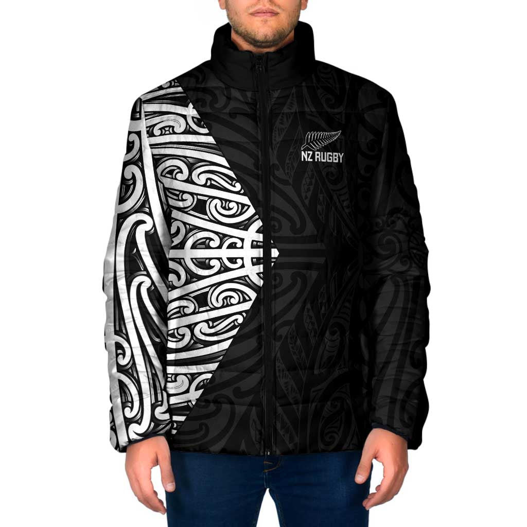 New Zealand Silver Fern Rugby Custom Padded Jacket Maori Koru Go Black Fern - Aussie Hoodie