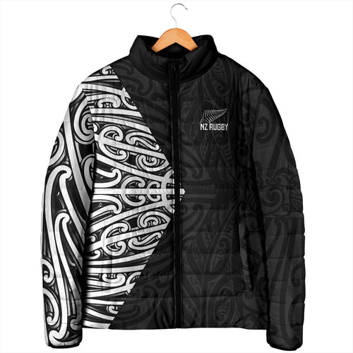 New Zealand Silver Fern Rugby Custom Padded Jacket Maori Koru Go Black Fern - Aussie Hoodie