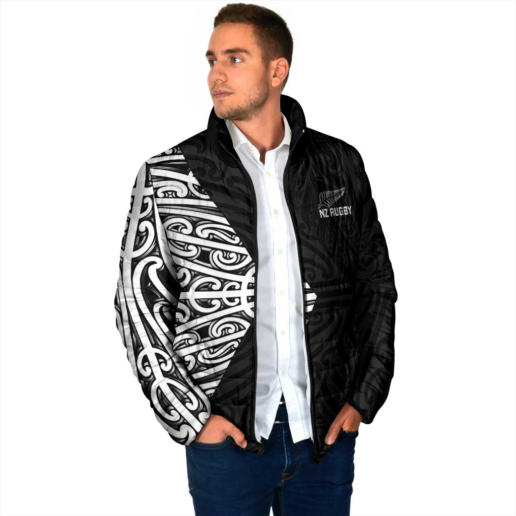 New Zealand Silver Fern Rugby Custom Padded Jacket Maori Koru Go Black Fern - Aussie Hoodie