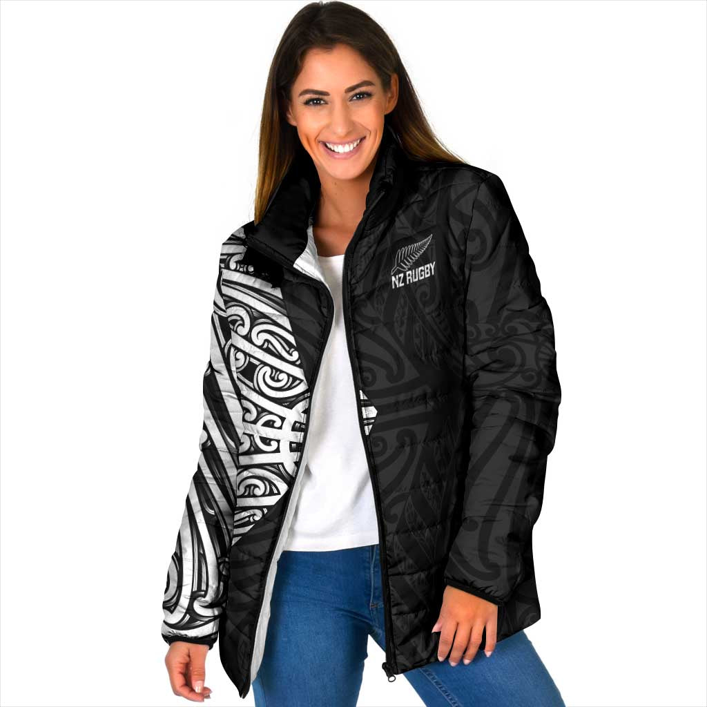New Zealand Silver Fern Rugby Custom Padded Jacket Maori Koru Go Black Fern - Aussie Hoodie