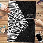 New Zealand Silver Fern Rugby Custom Puzzle Maori Koru Go Black Fern - Aussie Hoodie
