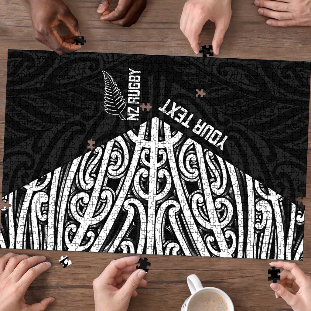 New Zealand Silver Fern Rugby Custom Puzzle Maori Koru Go Black Fern - Aussie Hoodie