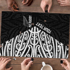 New Zealand Silver Fern Rugby Custom Puzzle Maori Koru Go Black Fern - Aussie Hoodie