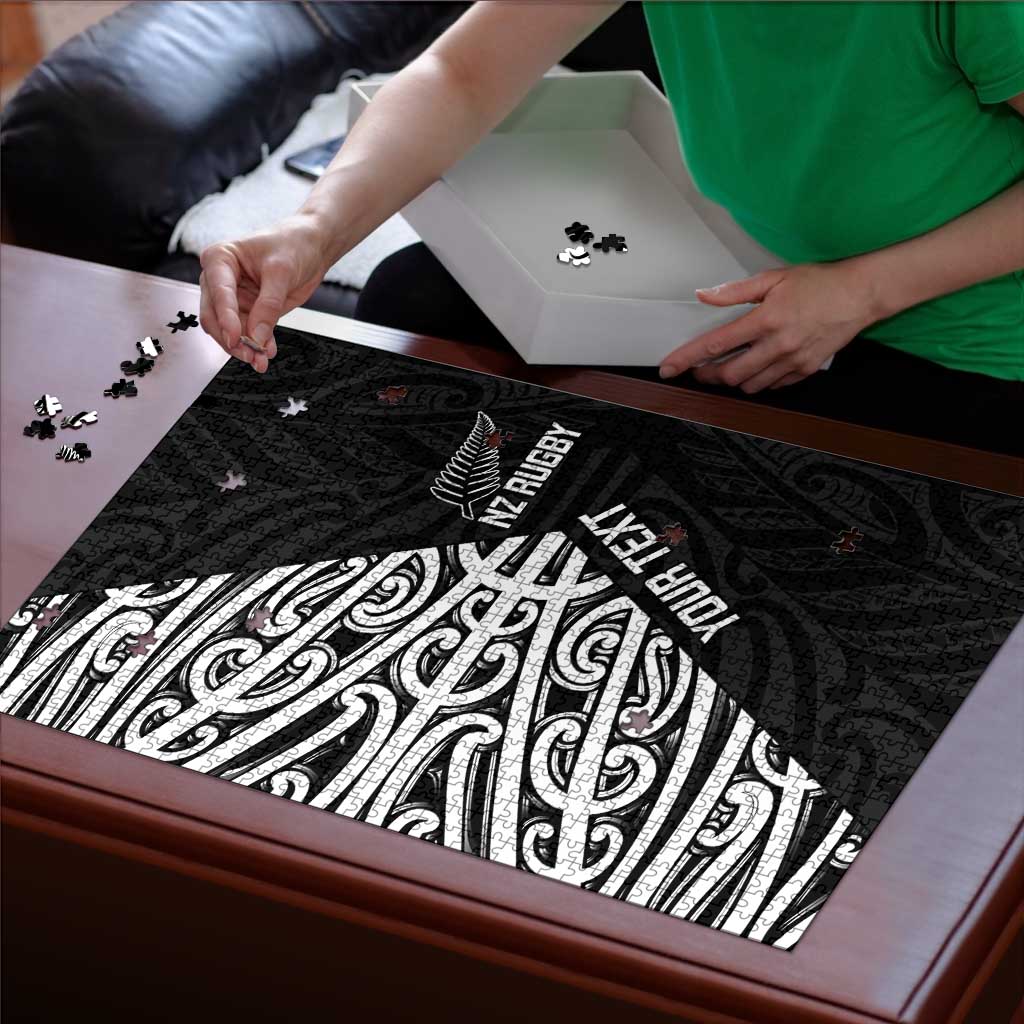 New Zealand Silver Fern Rugby Custom Puzzle Maori Koru Go Black Fern - Aussie Hoodie