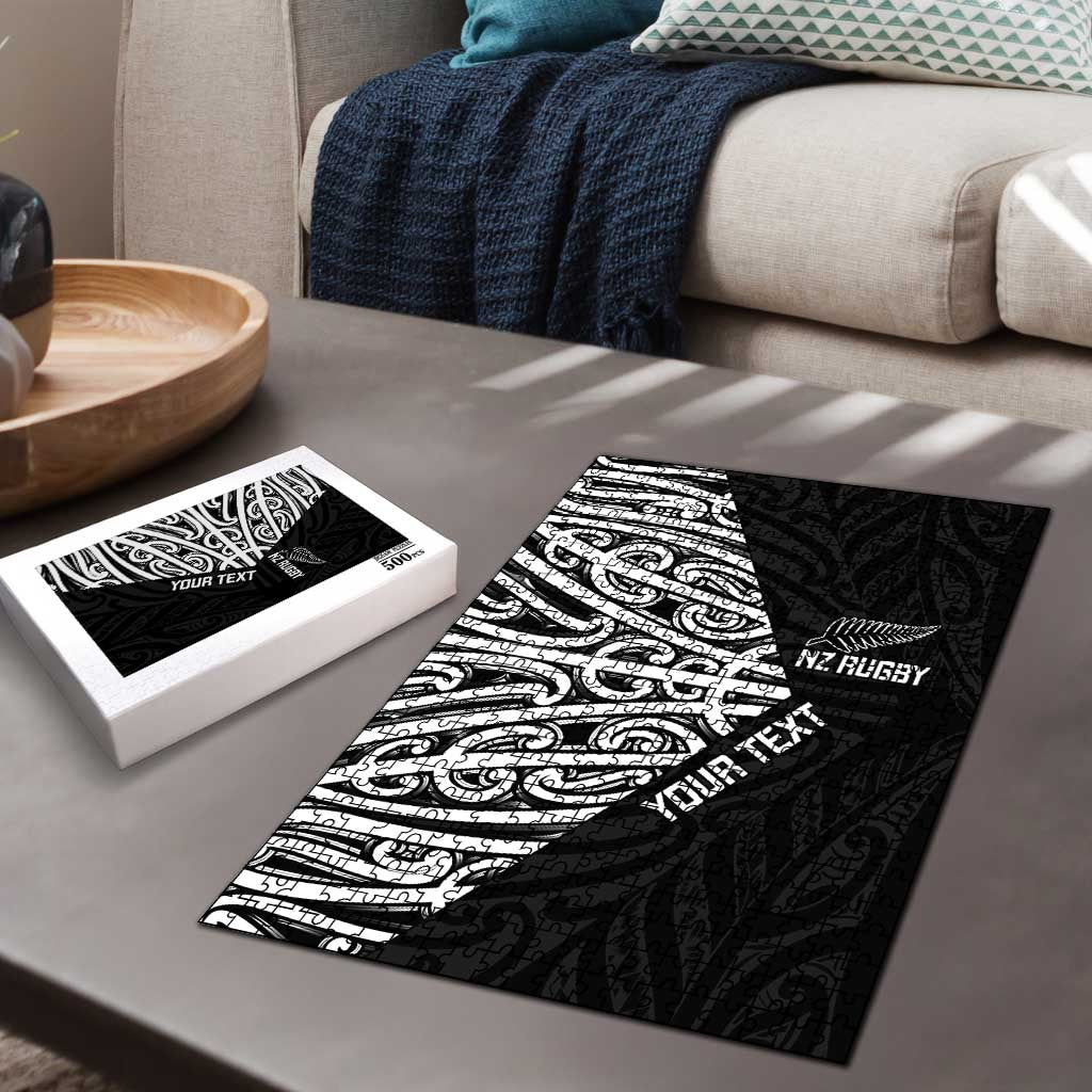 New Zealand Silver Fern Rugby Custom Puzzle Maori Koru Go Black Fern - Aussie Hoodie