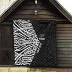 New Zealand Silver Fern Rugby Custom Quilt Maori Koru Go Black Fern - Aussie Hoodie