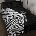 New Zealand Silver Fern Rugby Custom Quilt Bed Set Maori Koru Go Black Fern - Aussie Hoodie