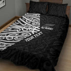 New Zealand Silver Fern Rugby Custom Quilt Bed Set Maori Koru Go Black Fern - Aussie Hoodie