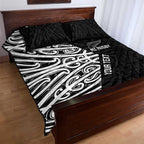 New Zealand Silver Fern Rugby Custom Quilt Bed Set Maori Koru Go Black Fern - Aussie Hoodie
