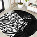 New Zealand Silver Fern Rugby Custom Round Carpet Maori Koru Go Black Fern - Aussie Hoodie