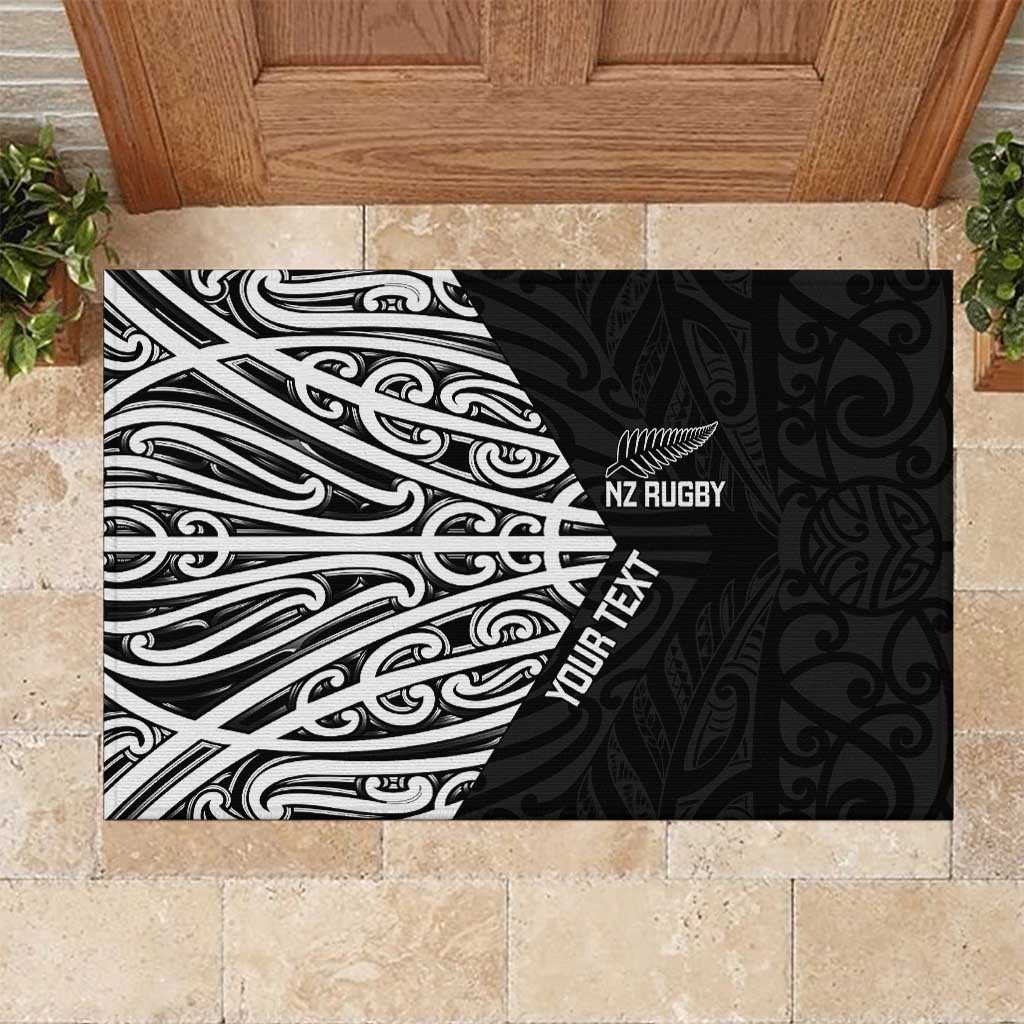 New Zealand Silver Fern Rugby Custom Rubber Doormat Maori Koru Go Black Fern - Aussie Hoodie