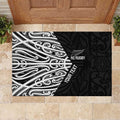 New Zealand Silver Fern Rugby Custom Rubber Doormat Maori Koru Go Black Fern - Aussie Hoodie