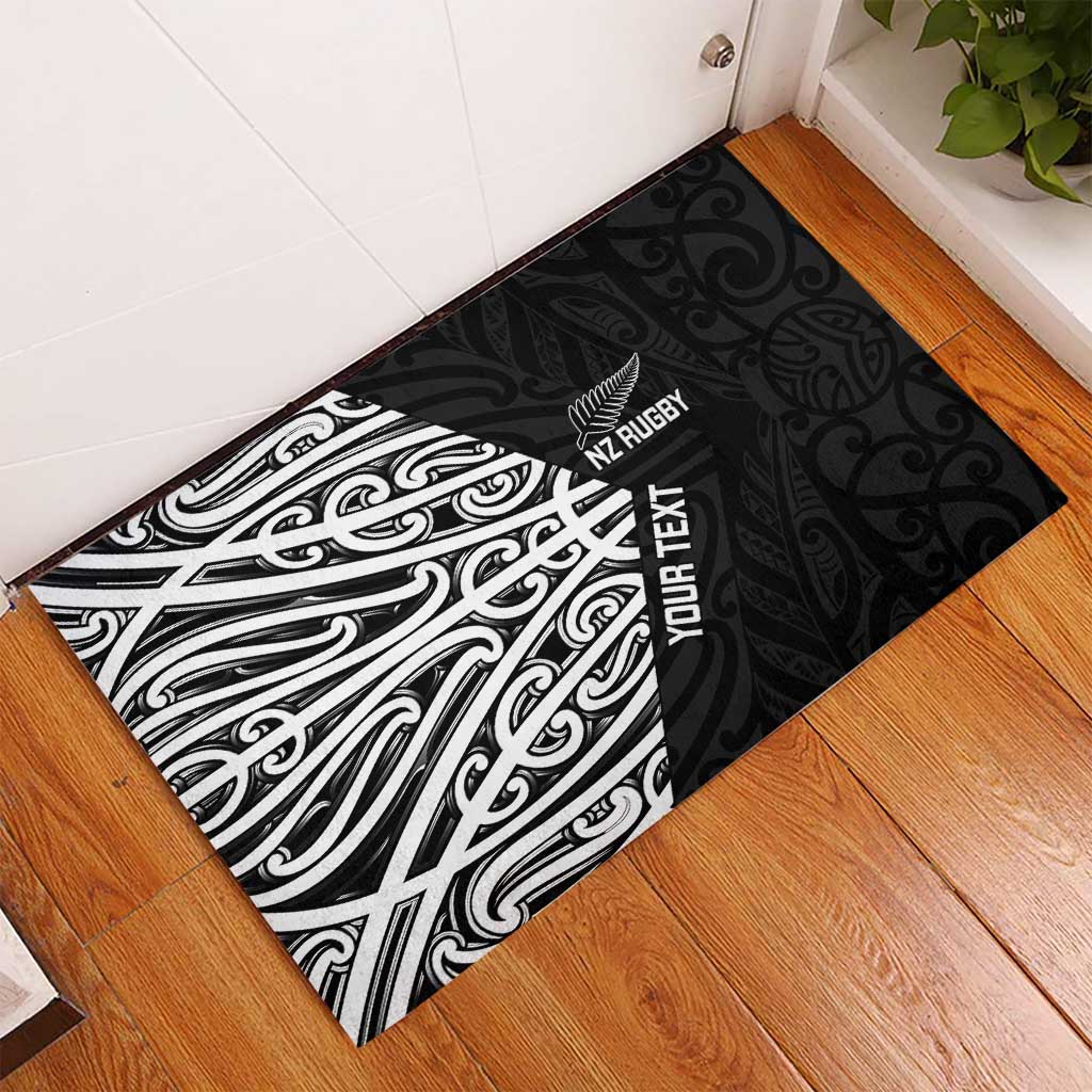 New Zealand Silver Fern Rugby Custom Rubber Doormat Maori Koru Go Black Fern - Aussie Hoodie