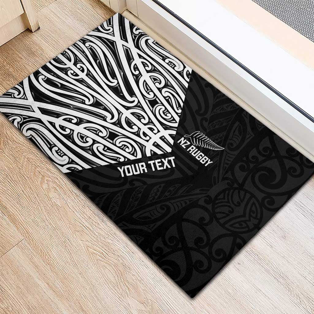 New Zealand Silver Fern Rugby Custom Rubber Doormat Maori Koru Go Black Fern - Aussie Hoodie