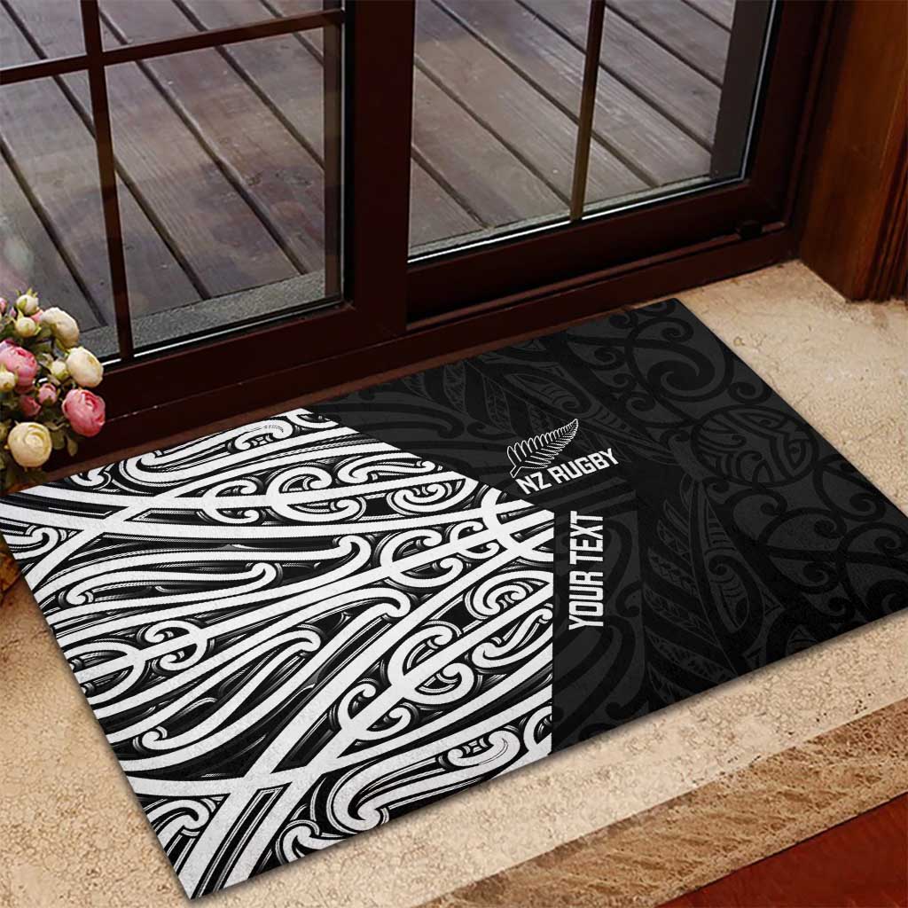 New Zealand Silver Fern Rugby Custom Rubber Doormat Maori Koru Go Black Fern - Aussie Hoodie