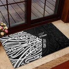 New Zealand Silver Fern Rugby Custom Rubber Doormat Maori Koru Go Black Fern - Aussie Hoodie