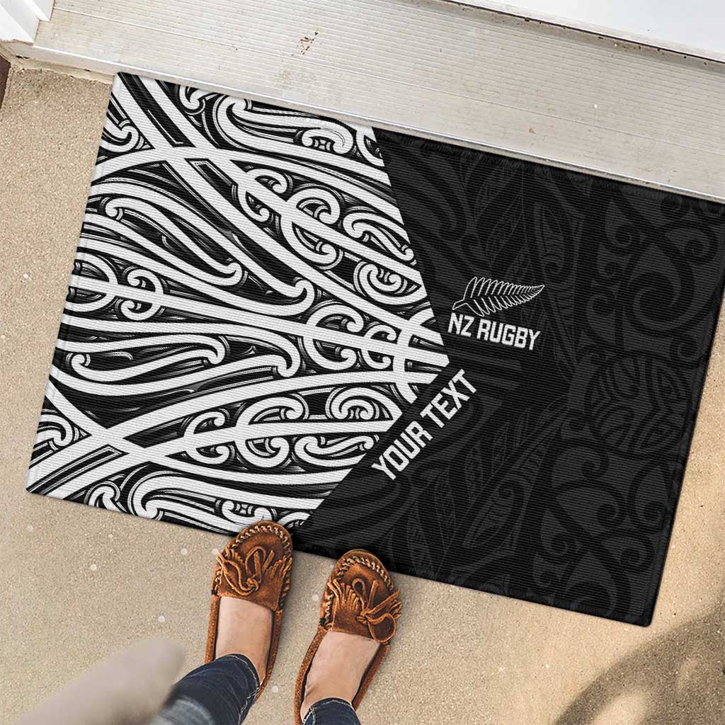 New Zealand Silver Fern Rugby Custom Rubber Doormat Maori Koru Go Black Fern - Aussie Hoodie