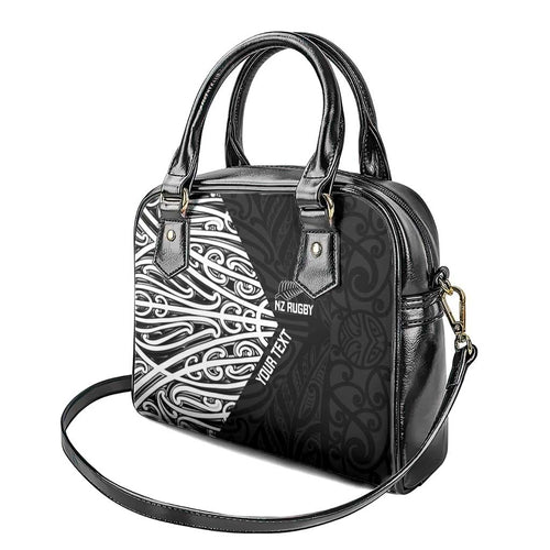 New Zealand Silver Fern Rugby Custom Shoulder Handbag Maori Koru Go Black Fern - Aussie Hoodie