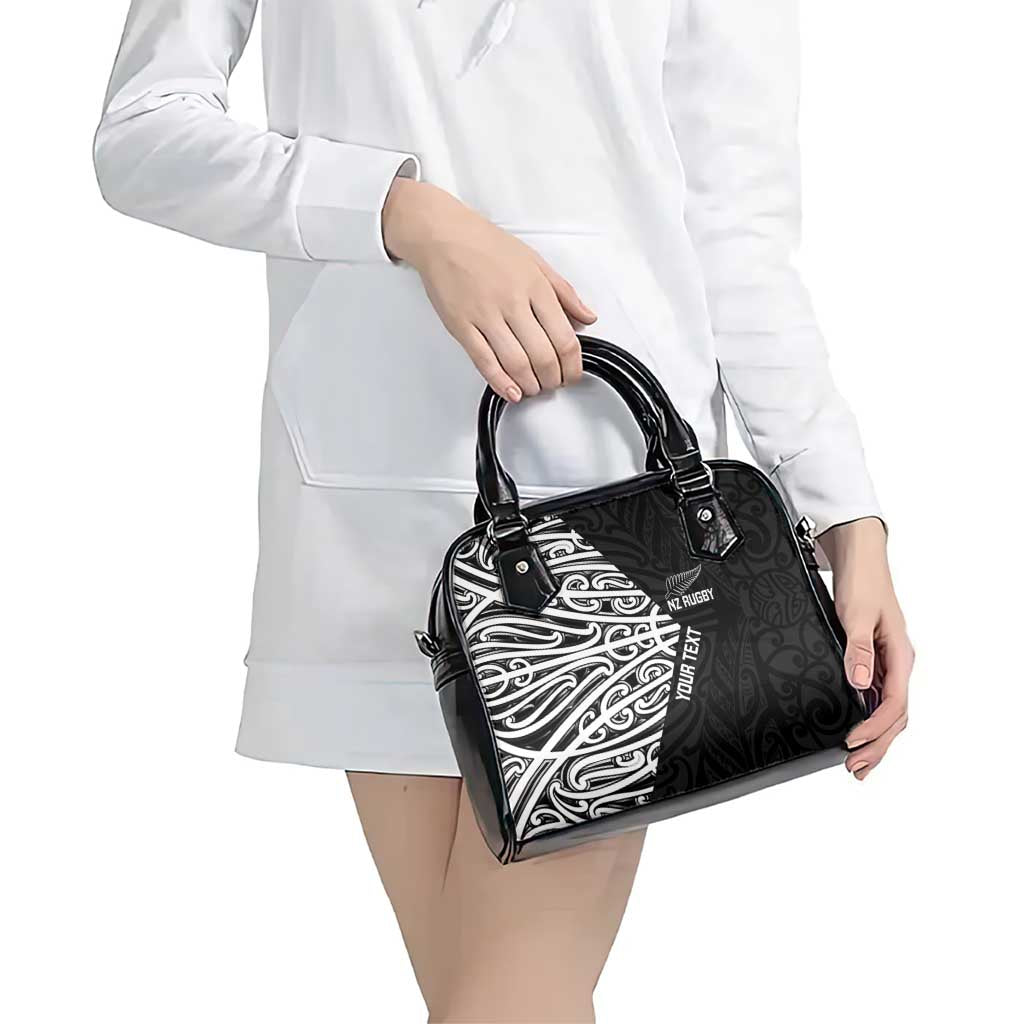 New Zealand Silver Fern Rugby Custom Shoulder Handbag Maori Koru Go Black Fern - Aussie Hoodie