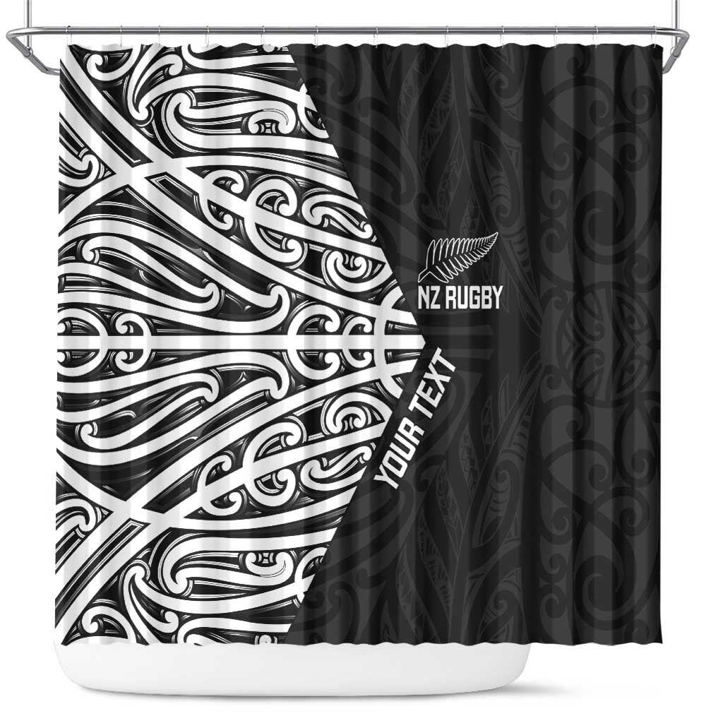 New Zealand Silver Fern Rugby Custom Shower Curtain Maori Koru Go Black Fern - Aussie Hoodie