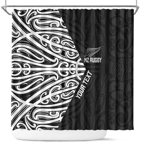 New Zealand Silver Fern Rugby Custom Shower Curtain Maori Koru Go Black Fern - Aussie Hoodie