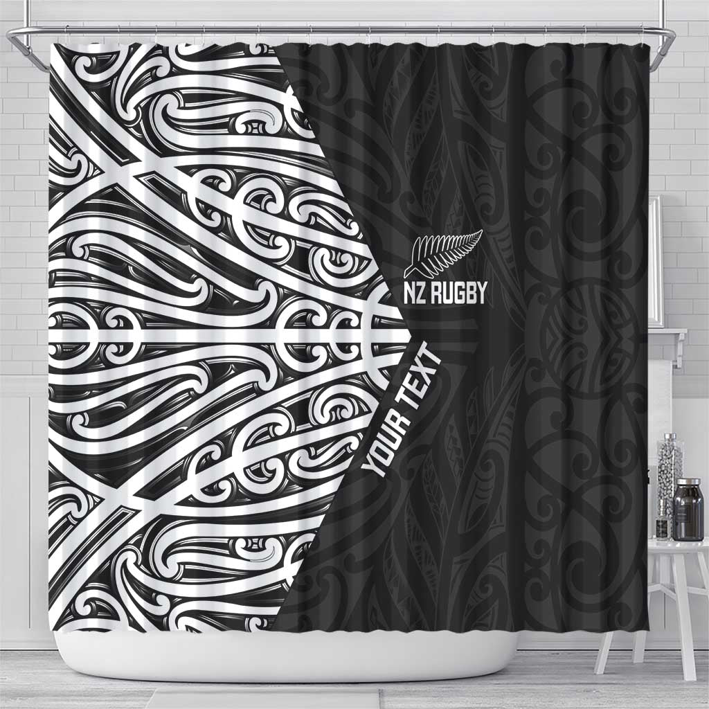 New Zealand Silver Fern Rugby Custom Shower Curtain Maori Koru Go Black Fern - Aussie Hoodie