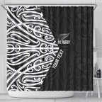 New Zealand Silver Fern Rugby Custom Shower Curtain Maori Koru Go Black Fern - Aussie Hoodie