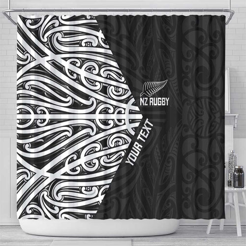 New Zealand Silver Fern Rugby Custom Shower Curtain Maori Koru Go Black Fern - Aussie Hoodie