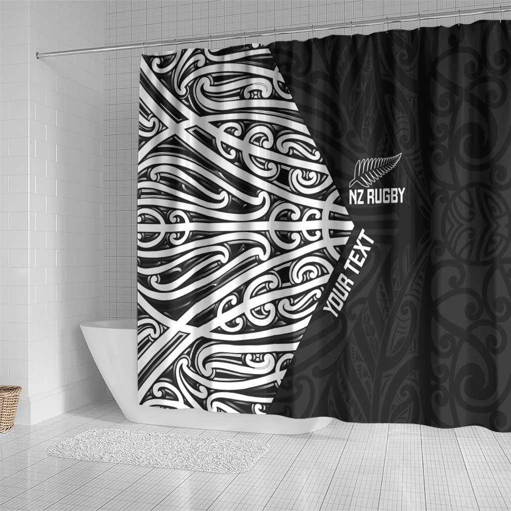 New Zealand Silver Fern Rugby Custom Shower Curtain Maori Koru Go Black Fern - Aussie Hoodie