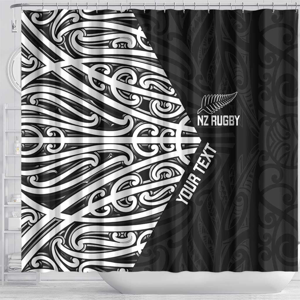 New Zealand Silver Fern Rugby Custom Shower Curtain Maori Koru Go Black Fern - Aussie Hoodie