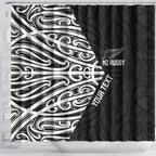 New Zealand Silver Fern Rugby Custom Shower Curtain Maori Koru Go Black Fern - Aussie Hoodie