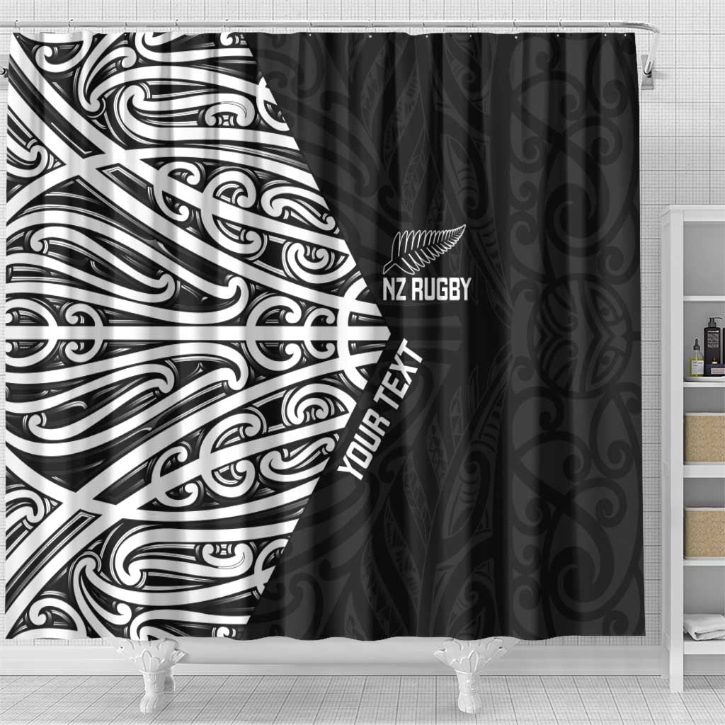 New Zealand Silver Fern Rugby Custom Shower Curtain Maori Koru Go Black Fern - Aussie Hoodie
