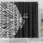 New Zealand Silver Fern Rugby Custom Shower Curtain Maori Koru Go Black Fern - Aussie Hoodie