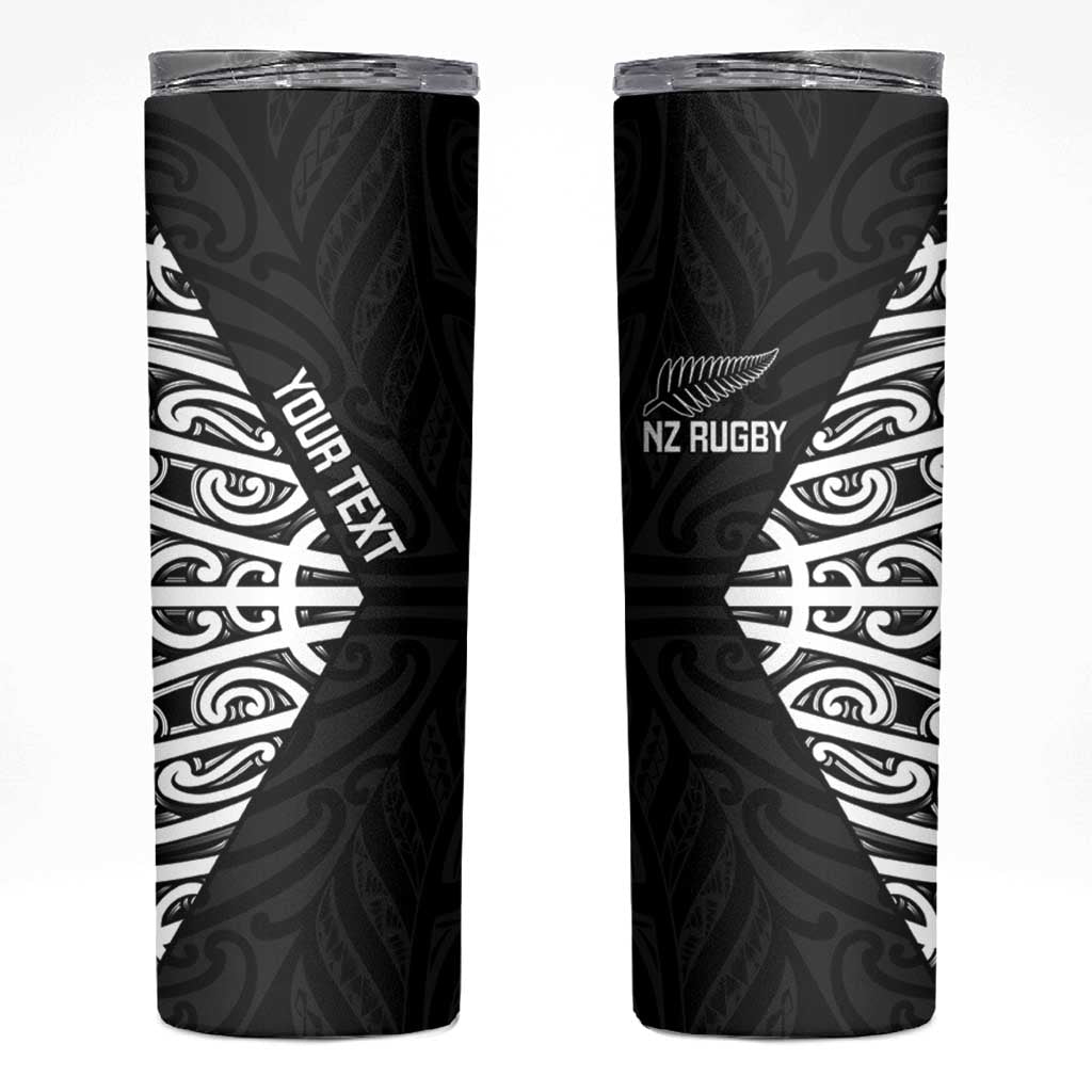 New Zealand Silver Fern Rugby Custom Skinny Tumbler Maori Koru Go Black Fern - Aussie Hoodie