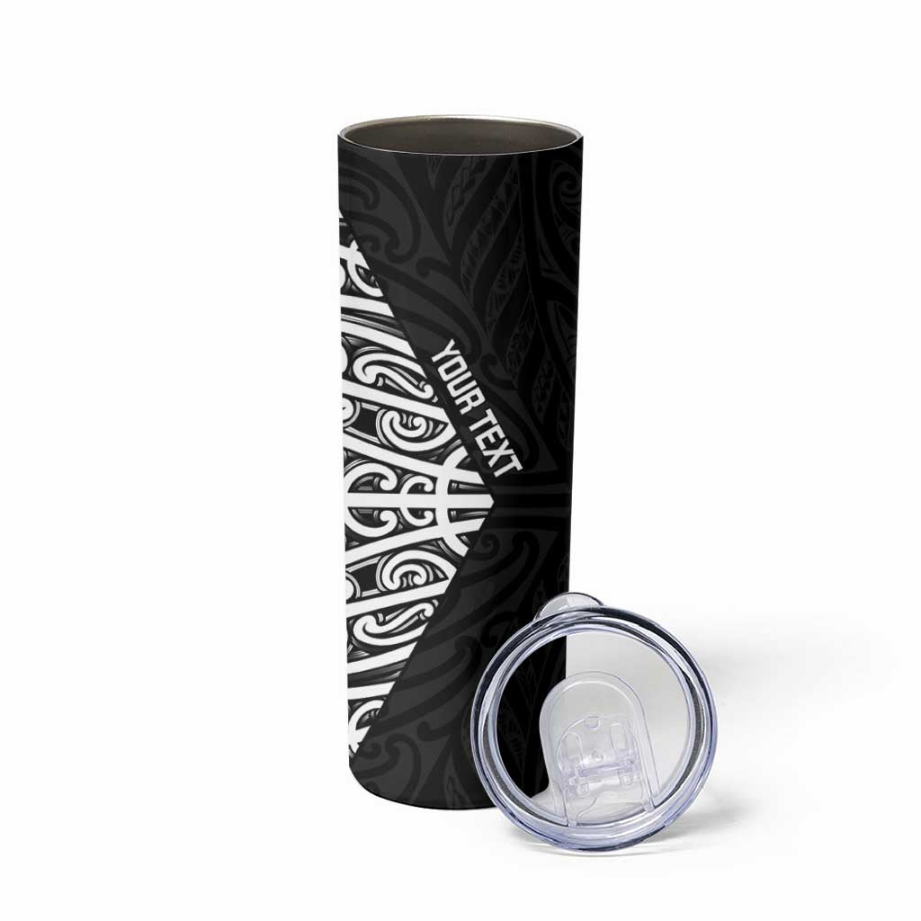 New Zealand Silver Fern Rugby Custom Skinny Tumbler Maori Koru Go Black Fern - Aussie Hoodie