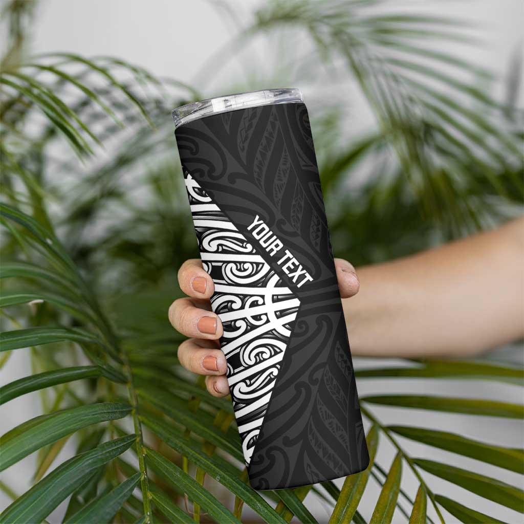 New Zealand Silver Fern Rugby Custom Skinny Tumbler Maori Koru Go Black Fern - Aussie Hoodie