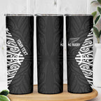 New Zealand Silver Fern Rugby Custom Skinny Tumbler Maori Koru Go Black Fern - Aussie Hoodie