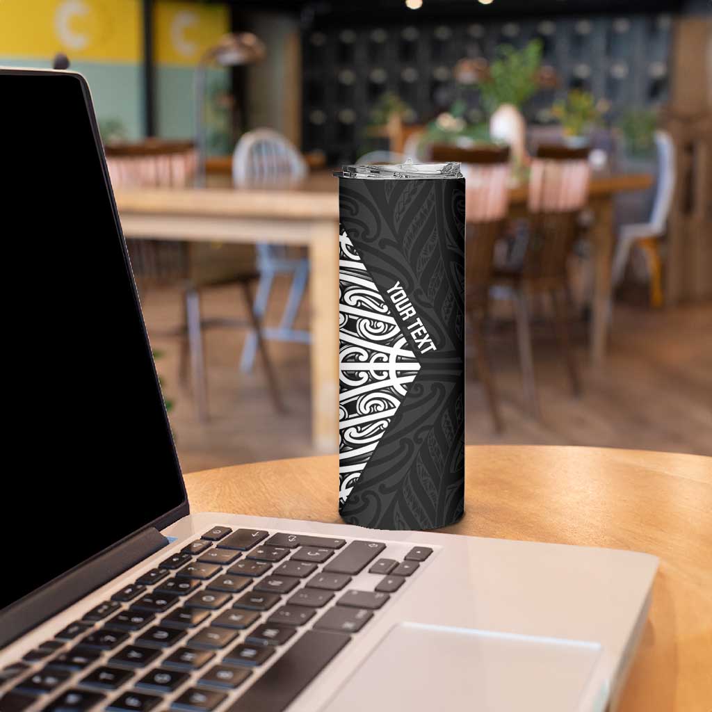 New Zealand Silver Fern Rugby Custom Skinny Tumbler Maori Koru Go Black Fern - Aussie Hoodie