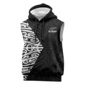 New Zealand Silver Fern Rugby Custom Sleeveless Hoodie Maori Koru Go Black Fern - Aussie Hoodie