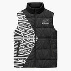 New Zealand Silver Fern Rugby Custom Sleeveless Puffer Jacket Maori Koru Go Black Fern - Aussie Hoodie