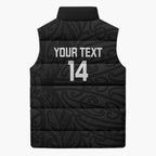 New Zealand Silver Fern Rugby Custom Sleeveless Puffer Jacket Maori Koru Go Black Fern - Aussie Hoodie
